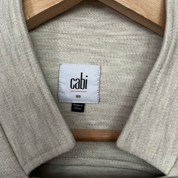 {Cabi} Charlie Double Breasted Ponte Knit Moto Jacket in Oatmeal - Women's XS - Picture 11 of 12
